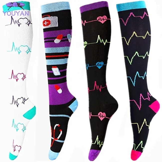 Compression Socks Athletic Men Women Best Graduated Breathable Nursing Socks Fit for Running Hiking Flight Travel for Athelete