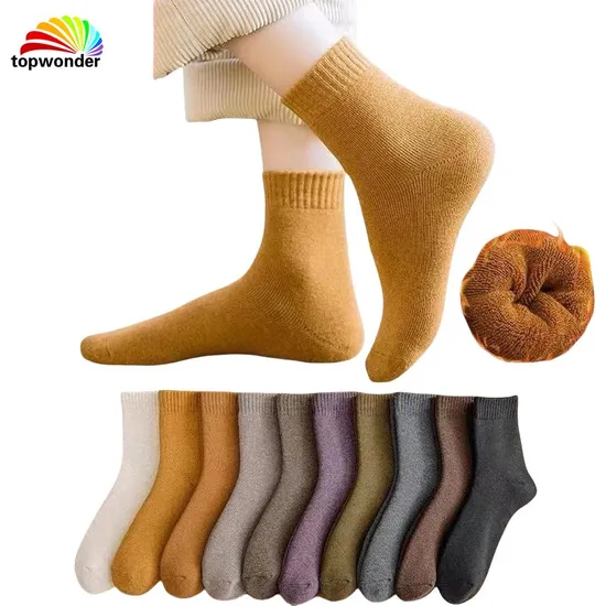 Customize and Wholesale Plain Solid Color Thick Thermal Winter Terry Sock in Many Colors and Sizes at Low Prices