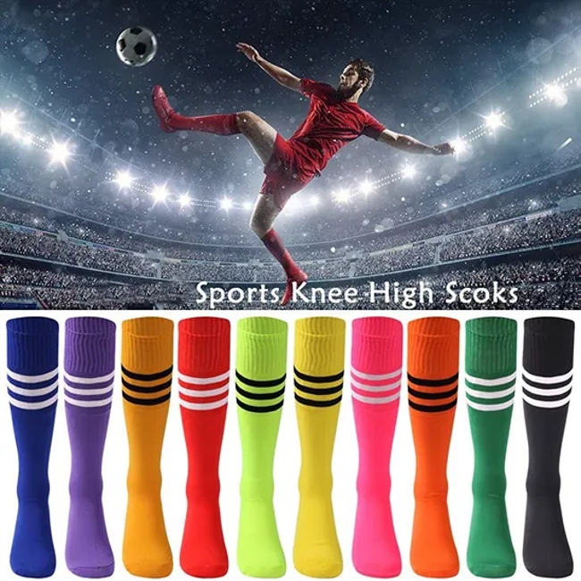 Unisex Tube Socks Stripe 2/3 Pairs Knee High Football Soccer Volleyball Baseball Cheerleading Team Socks