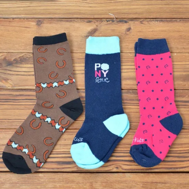 Customized Sports Soft Breathable Boot Socks Children Cute Pattern Equestrian Riding Socks
