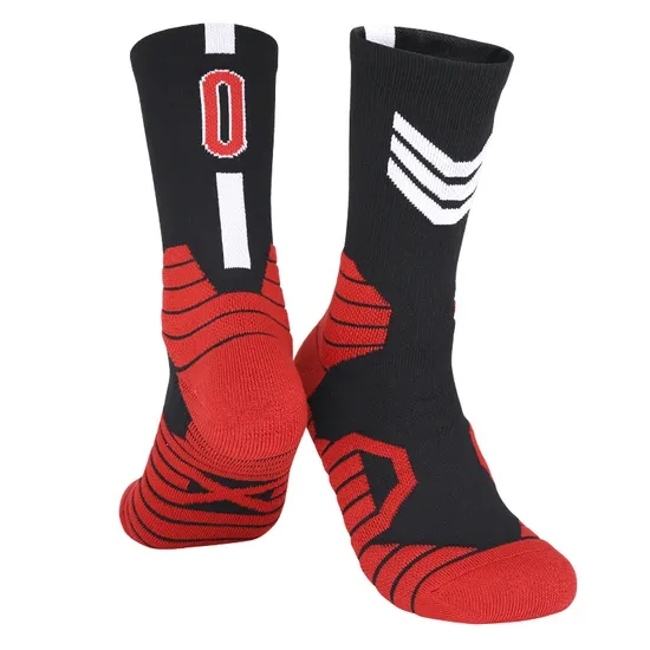 Wholesale Custom Knit Embroidered Basketball Crew Socks Custom Logo Sports Athletic Cycling Terry Socks with Logo