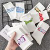 White Graffiti Letter Basketball Knitted Pure Cotton Sweat-Absorbing Socks