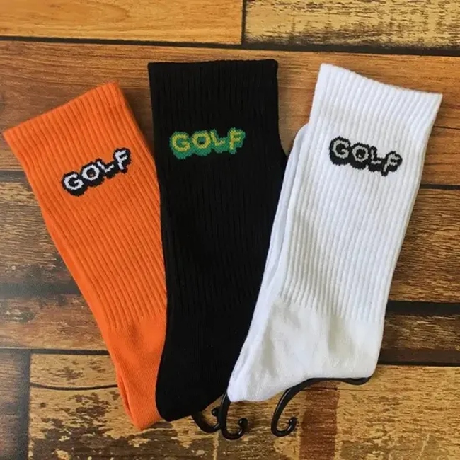 White Black and Orange Spring Fashionable Basketball Golf Sport Socks Men