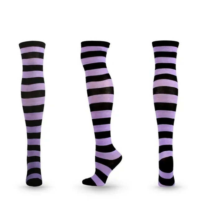 Striped Stockings Over Knee Thigh High Socks Anime Preppy Socks Multi Color