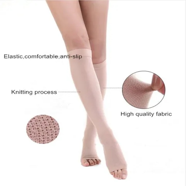 3 Levels Knee High Open Toe Men Women Varicose Vein Compression Socks