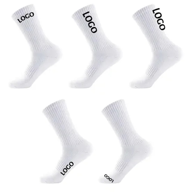 Custom Brand Logo Athletic Tube White Socks Men Autumn Knitted Cartoon Socks