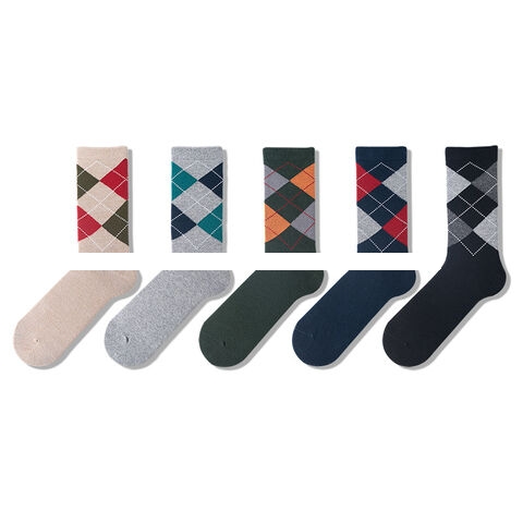Customization Top Quality Cotton Men s Classic Style Geometric Design Knitting Breathable Anti odor Business Dress Crew Socks