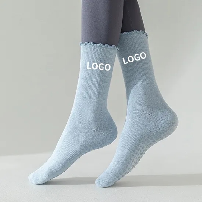Sports Custom Logo Compression Non-Slip Football Soccer Gym Men Pilates Yoga Ruffle Women Grip Socks