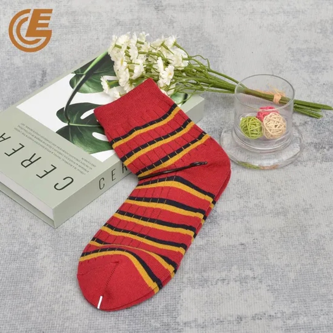 Qlm-107-2 Jacquard Knit Sweat-Wicking Compression Stripe Socks for Women