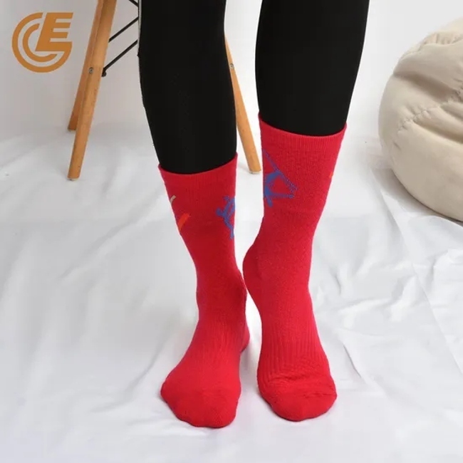 Anti-Slip Comfortable Anti-Bacterial Pure Red Athletic Sports Compression Socks