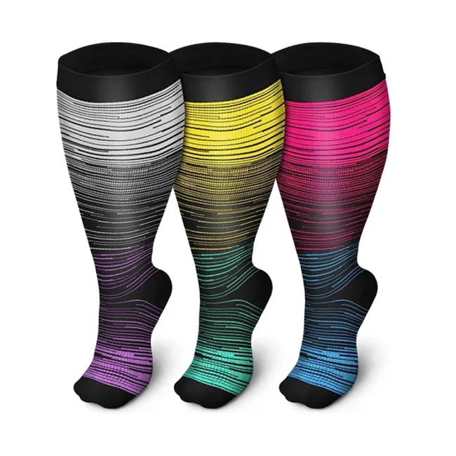 Customized Wide Calf Large Size Plus Size Compression Socks Knee High Plus Size Oversized Compression Socks