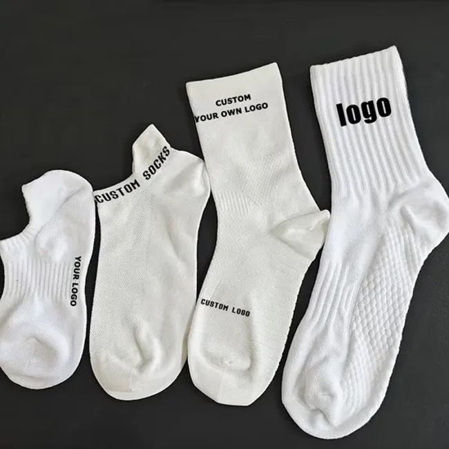 Low MOQ Premium Quality Manufacturer Logo Designer Sweat-Absorbent Women Cotton Logo Sporty Unisex Luxury Compression Athletic Custom Sports Men Socks