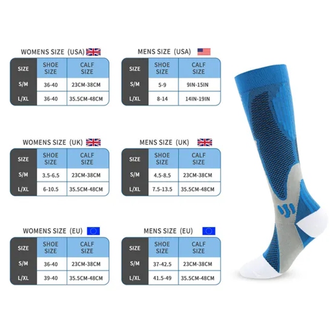 High Quality Men Women Knee High 20-30mmhg Running Cycling Athletic Sport Compression Socks