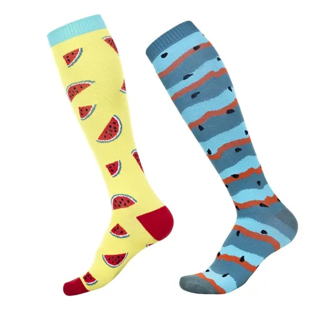 Wholesale Custom Nylon Happy Colorful 20-30mmhg Knee High Long Men Compression Socks for Marathon Running