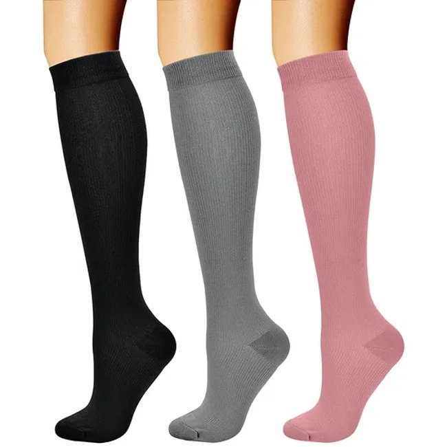 Charmking Custom Logo Hot Selling Compression Socks for Women Ladies Men Unisex Best Support for Athletic Running Cycling Sports