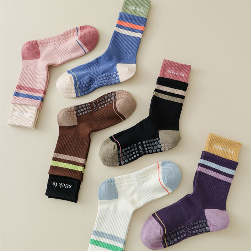 bulk buying Cotton Mid-calf Double-layer Yoga Socks Pilates Socks Indoor Non-slip Special Sports Socks Dance Fitness Training 