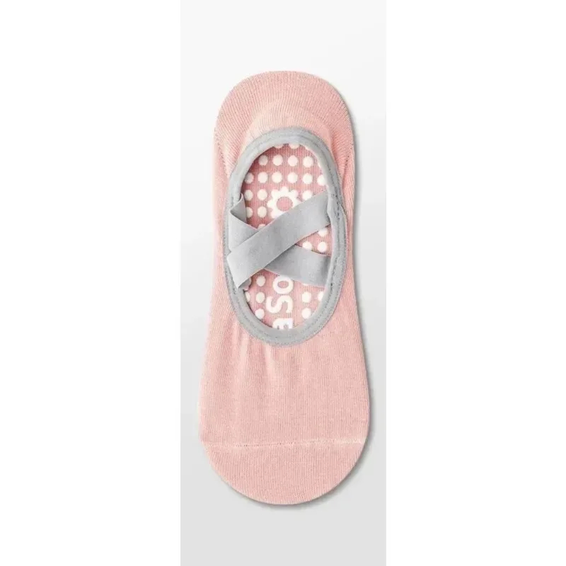 durable Professional Women's Non-Slip Yoga Socks for Dance Pilates Gym Bandage Ballet Socks with Silicone Grip Cotton Boat 