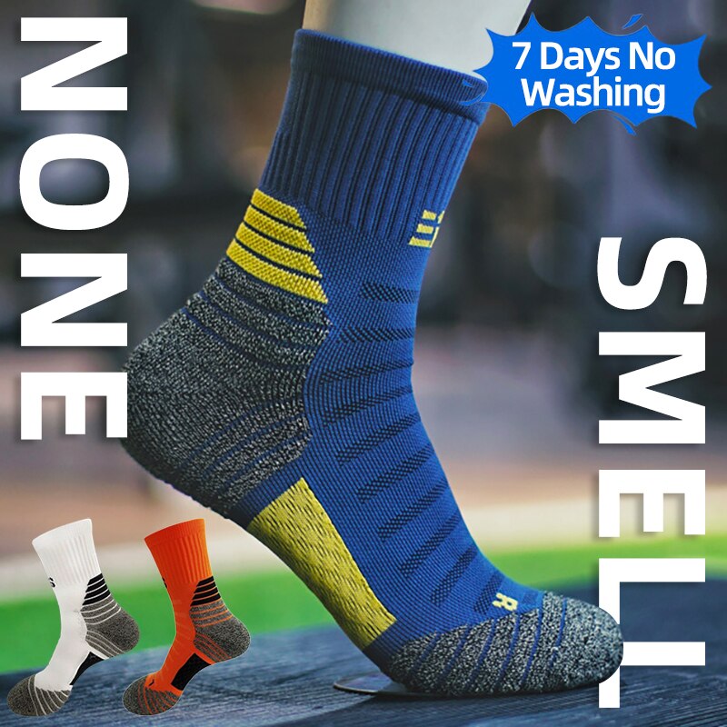 growing buyer Deodorant Nano Copper Sports Socks for Men Antibacterial Basketball Climbing Sock Summer Compression MTB Cycling 