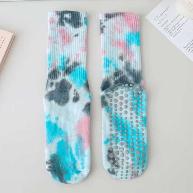top-notch Silicone Anti-slip Professional Yoga Socks Women Tie-dyed Cotton Pilates Socks Women Short Home Workout Floor Dance 