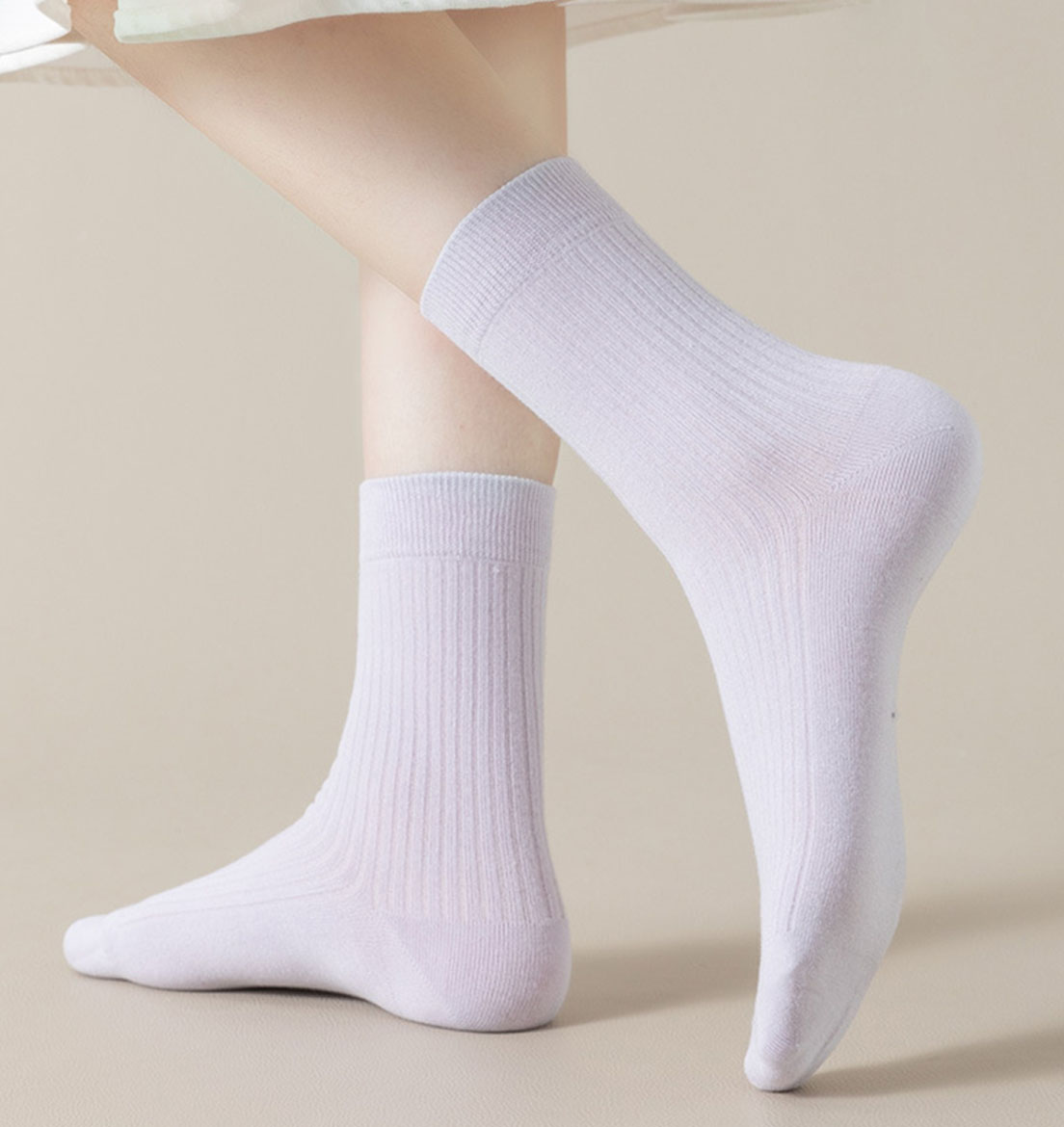 New Arrival % Cotton Women's Socks Soft Casual Solid Color Middle Tube Socks Women New Spring High-Quality 