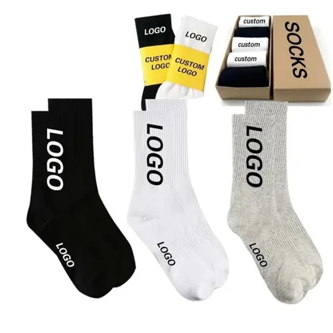 Free Design Sokken Calcetines Sock-Stocking White Running Custom Logo Grip Cycling Yoga Pilates Sock Sport Women Men Socks Crew Cotton Custom Socks