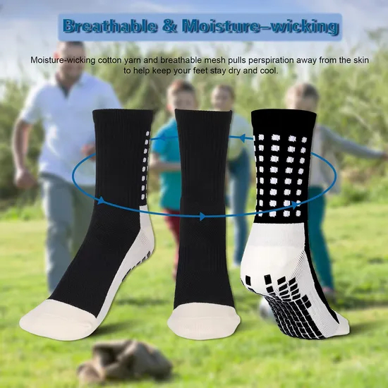 Non Slip Sport Soccer Socks Anti Slip Football Grip Socks Unisex Athletic Sports Socks with Rubber Dots Breathable Basketball Socks for Hiking Running