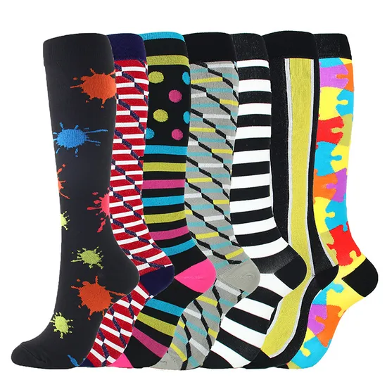 Running Sports Athletic Nurse Spot Graduated Medical Custom 20-30mmhg Knee High Funny Unisex Compression Socks