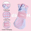 Anti-Slip Custom Design Embroidered Women Grip Sock Cotton Custom Logo Fitness Yoga Pilates Socks
