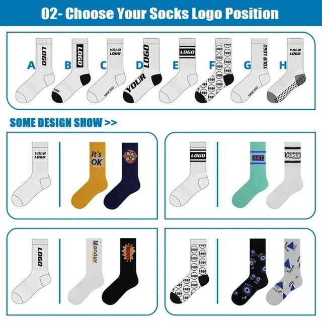 Factory High Quality Jacquard Knitted Letter Wholesale Crew Cotton Socks Sports Custom Socks Men