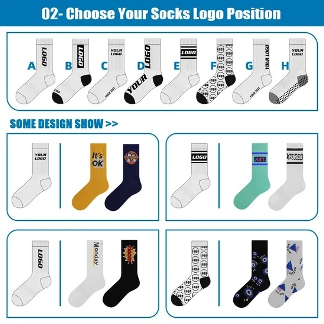 Factory High Quality Jacquard Knitted Letter Wholesale Crew Cotton Socks Sports Custom Socks Men