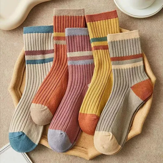 Trendy Japanese Inspired Crew Socks for Women, Moisture Wicking