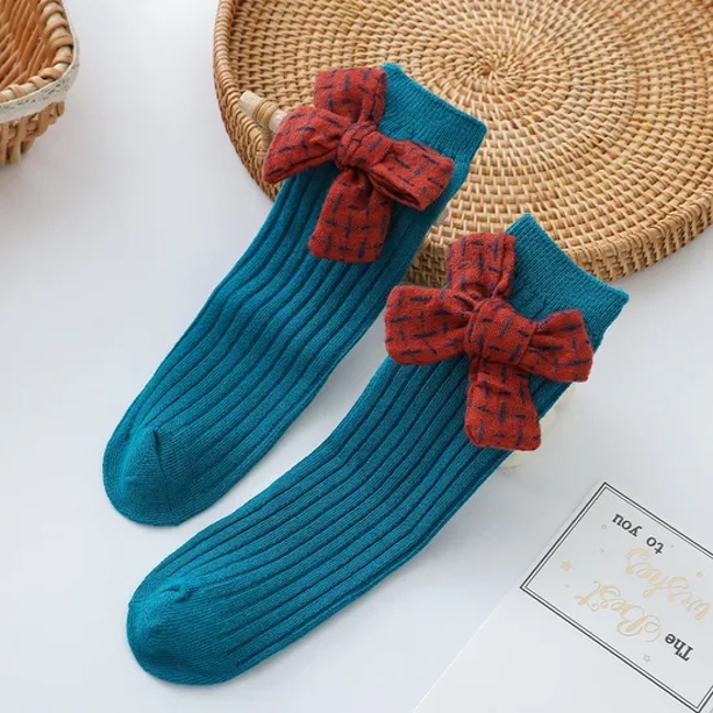 Fashion Four Seasons Wholesale Knee High Bowknot Child Baby Kids Girls Socks