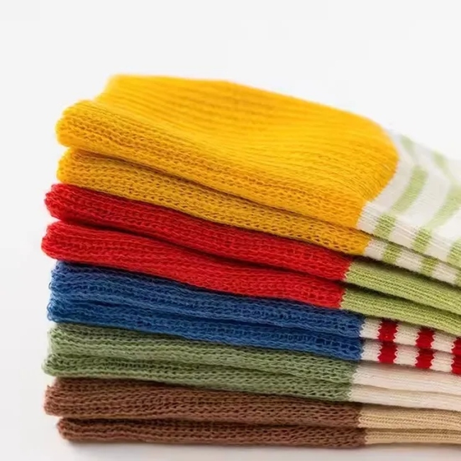  Pairs Assort Knitted Colorful Baby Crew Socks Jacquard Cotton Kids Socks
