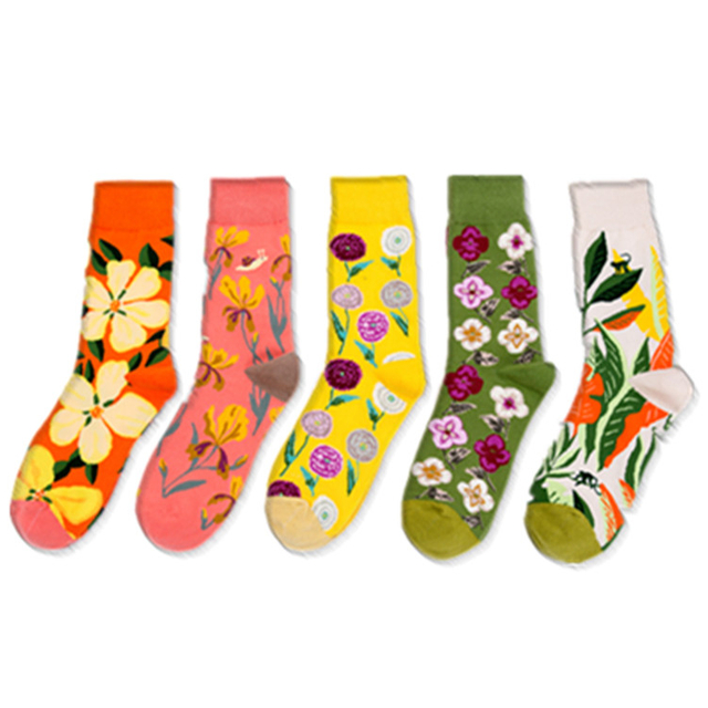 Certificate OEM ODM Factory Custom logo fashion cotton women flower socks