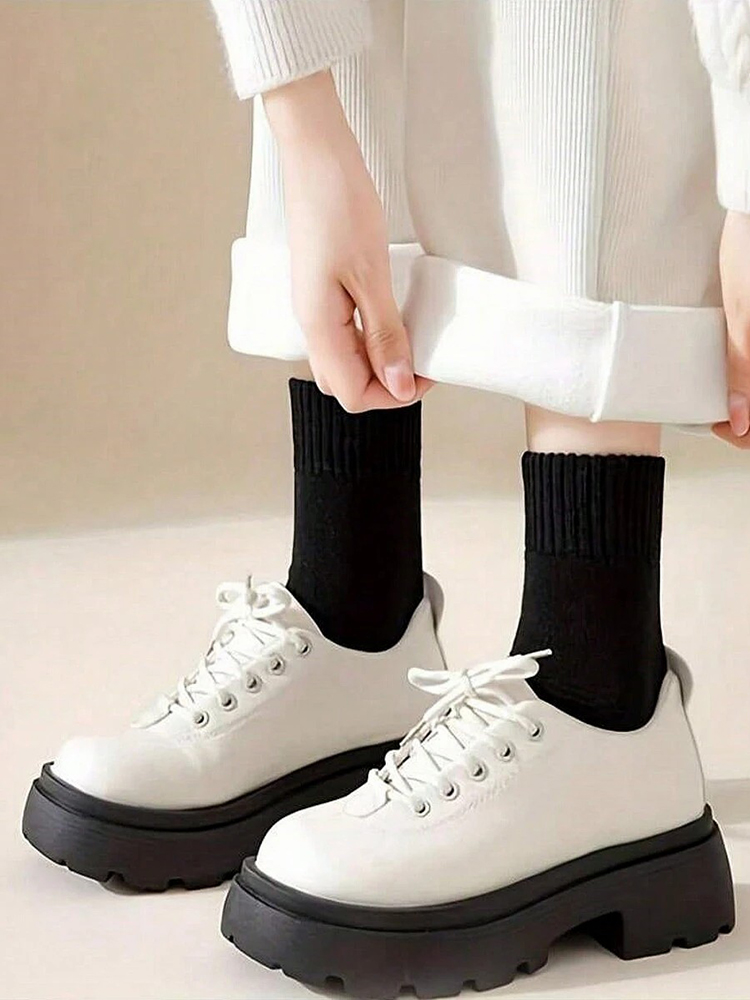 data protection women Autumn Winter Solid Color Mid Tube Socks Fashionable Versatile Warm Looped Soft Comfortable Casual Crew 