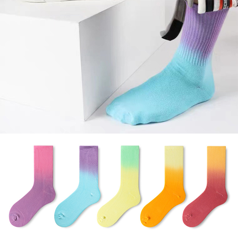  Tide Socks Hanging Dye Gradient Tube Socks Tie Dye Basketball Sports Socks Skateboard Socks Lovers Hip hop Men and Women 