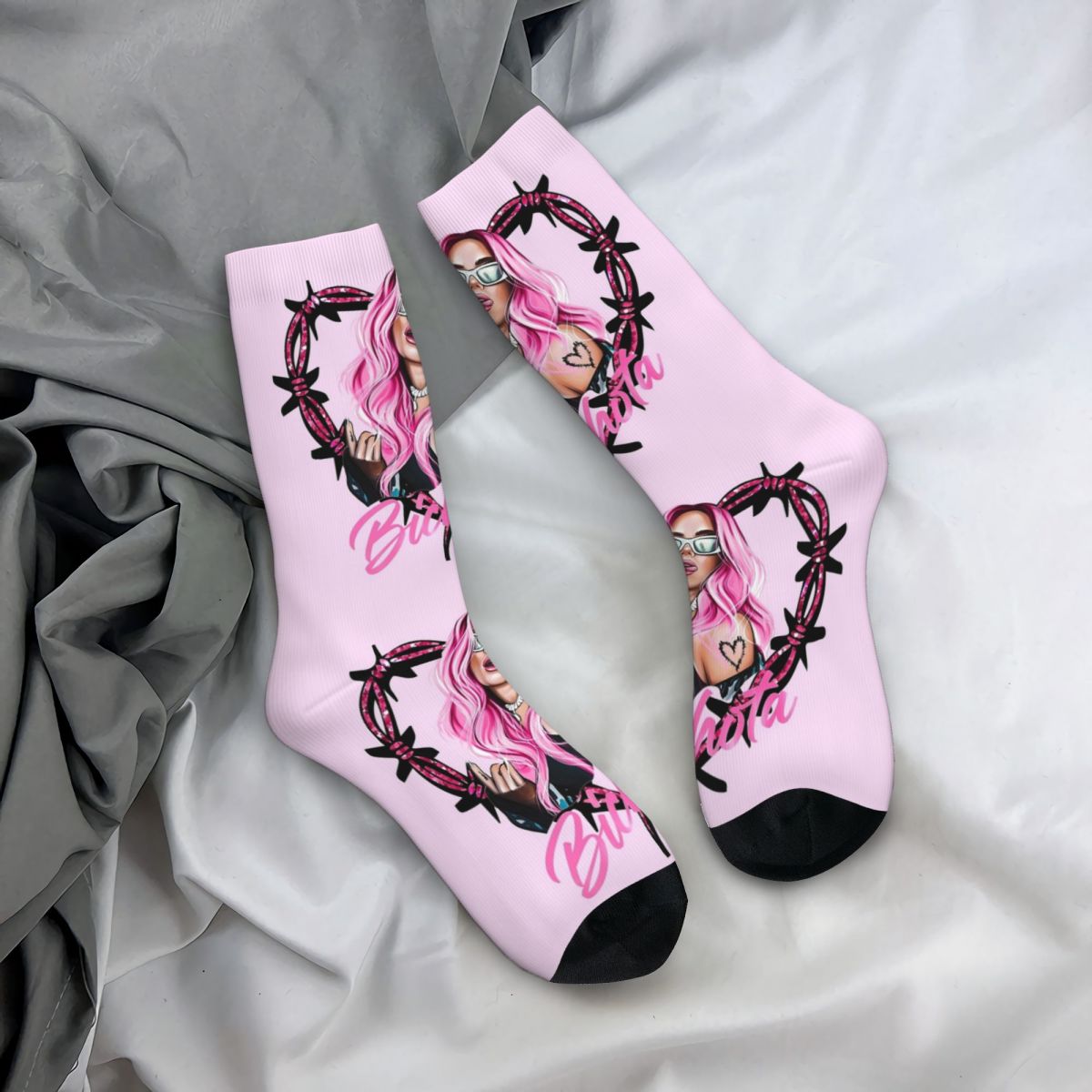  Crazy Design Cute Kitten Banana Cat Meme Basketball Socks Polyester Long Socks for Unisex Non 