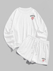 Warehousing Service women s Letter Donuts Graphic Printed Crew Neck Pullover Sports Sweatshirt And Drawstring Shorts 