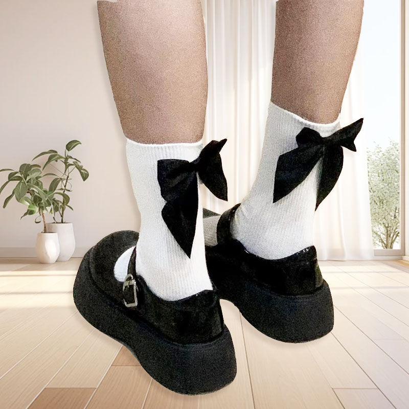 Artwork Customization NEW women Socks Spring Summer White Cute Harajuku Sweet Style Bowknot Female Short Crew Socks Girl Gift 