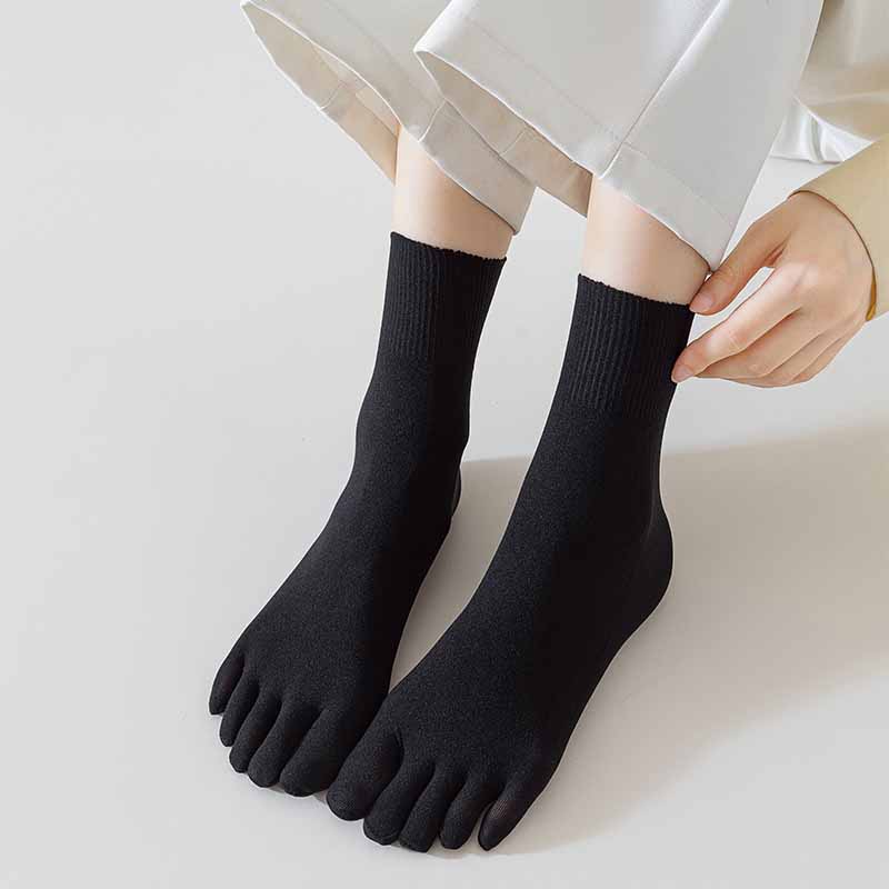 Affordable Option women Socks Velvet Five Fingers Socks Summer Thin Cotton Solid Color Breathable Absorbent Toe Socks Spring 