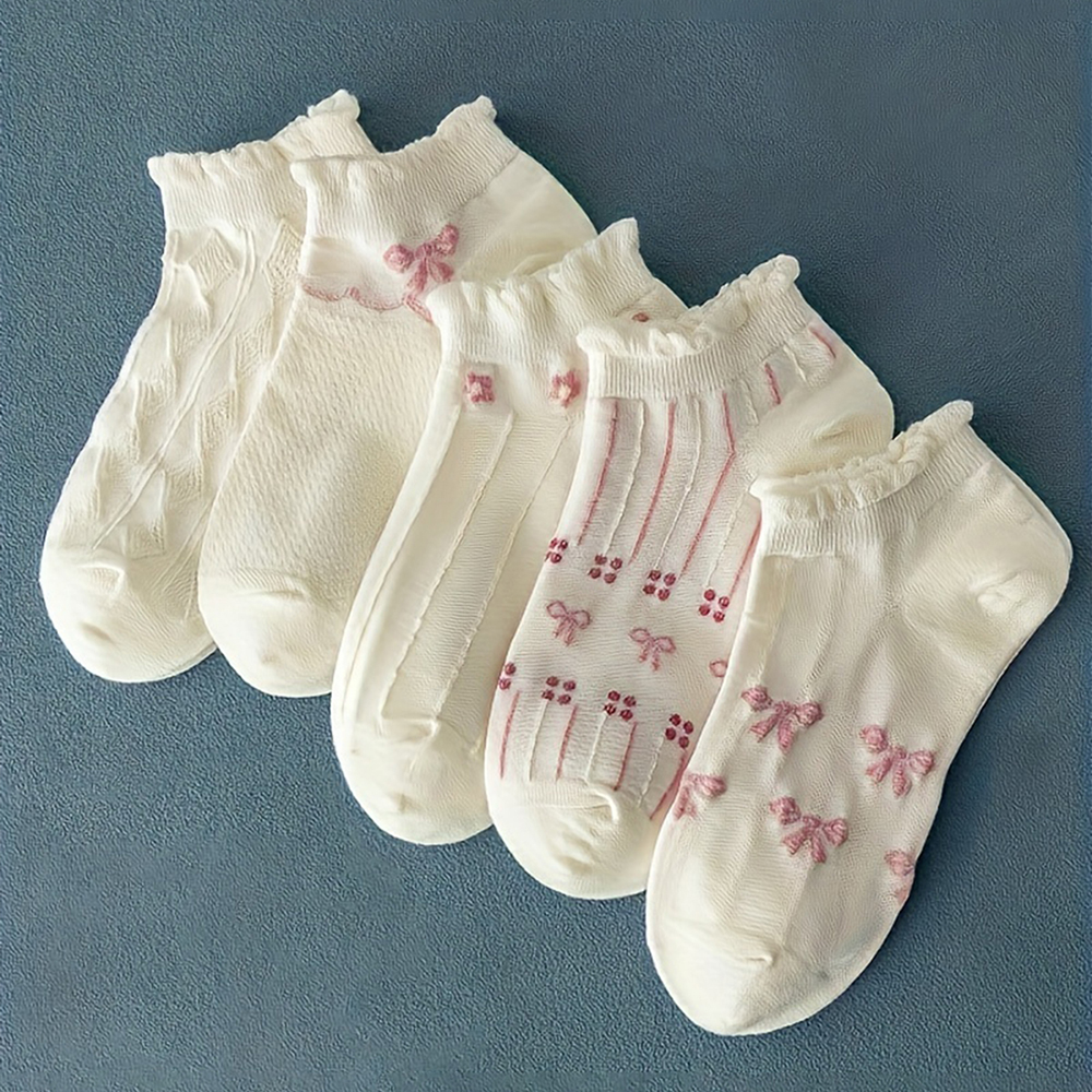 top-tier buyer Lot Ankle Flower Socks for women Crew No Show Short Low Cut Thin Breathable White Spring Autumn Cute Cartoon 