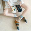 distributor Solid Color Medium Tube Socks for women s Fresh Smiling Face Pattern Simple Style Comfortable Breathable Girl 