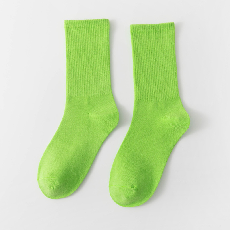 Best Price Unisex Casual Cotton Socks Round Neck Mid Tube Fashionable Solid Color Breathable Socks Autumn women Girls Stockings 