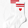 Chinese Brand women s Crew Socks with White Heart and Stripes Comfortable Breathable Moisture Wicking College Sport Style 