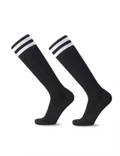 Discount White Black Stripes Football Soccer Socks For Teenages Boys Over the Calf Baseball Rugby Athletic Socks women 