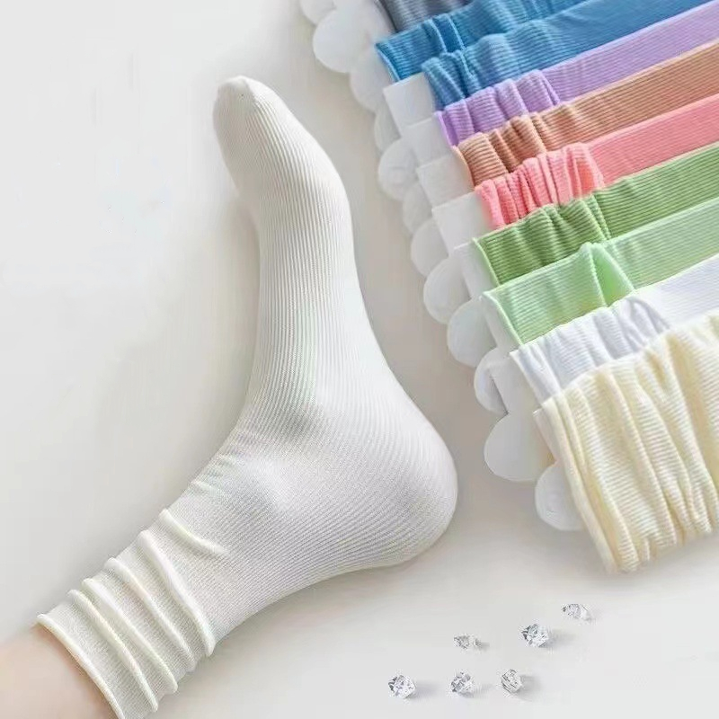 express shipping New Summer Thin Loose Socks for women Velvet Soft Breathable Long Socks Solid Color Black White Khaki Beige 