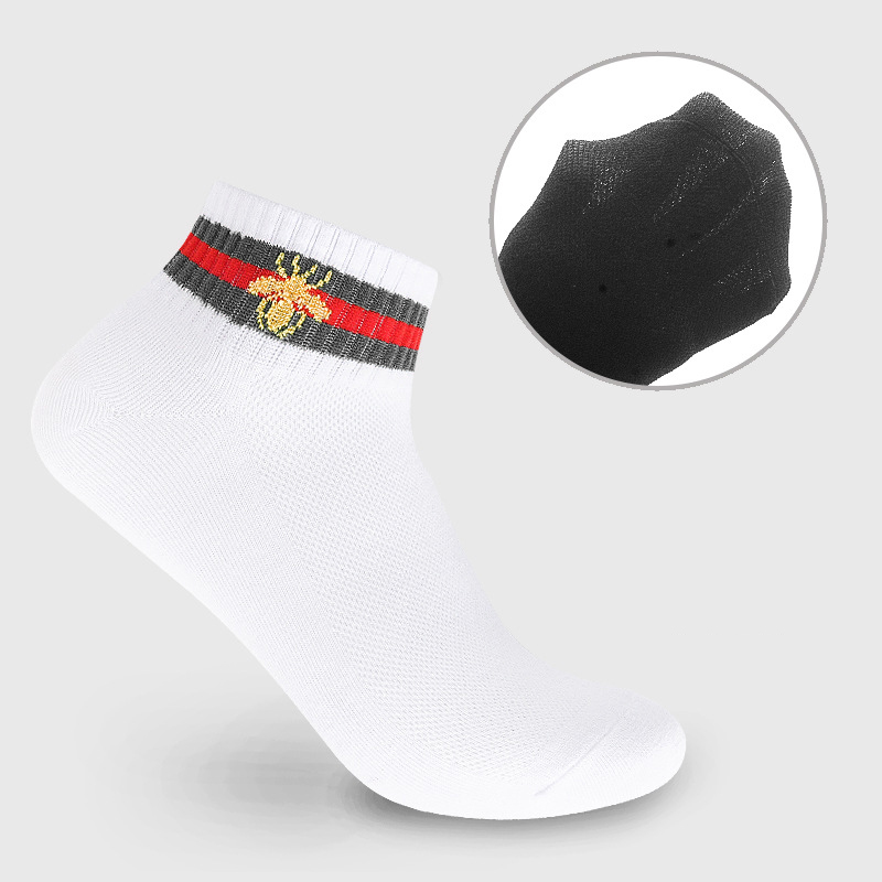 Bestseller Striped Cotton women S Socks Mesh Breathable Striped Bee Mesh Short Socks Couple Of The Same Shallow Mouth Boat 