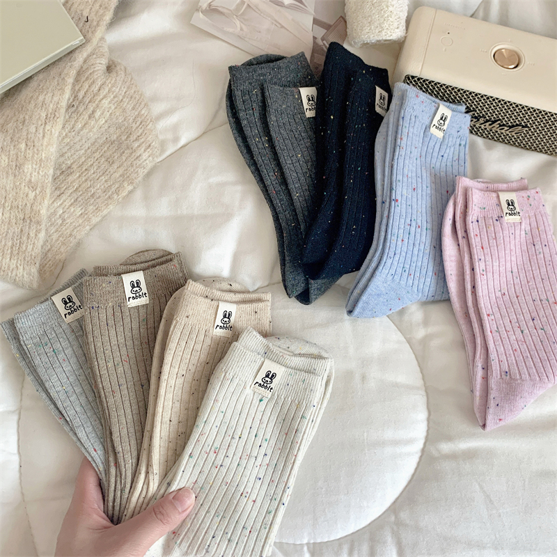 bulk purchase women s Socks Korean Style Trendy Breathable Casual Dots Cartoon Crew Socks For Girls Novelty Color Warm Socks 