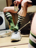  Men's Socks Three Bars Striped High Tube Socks Football Basketball Comfortable Running Sports 