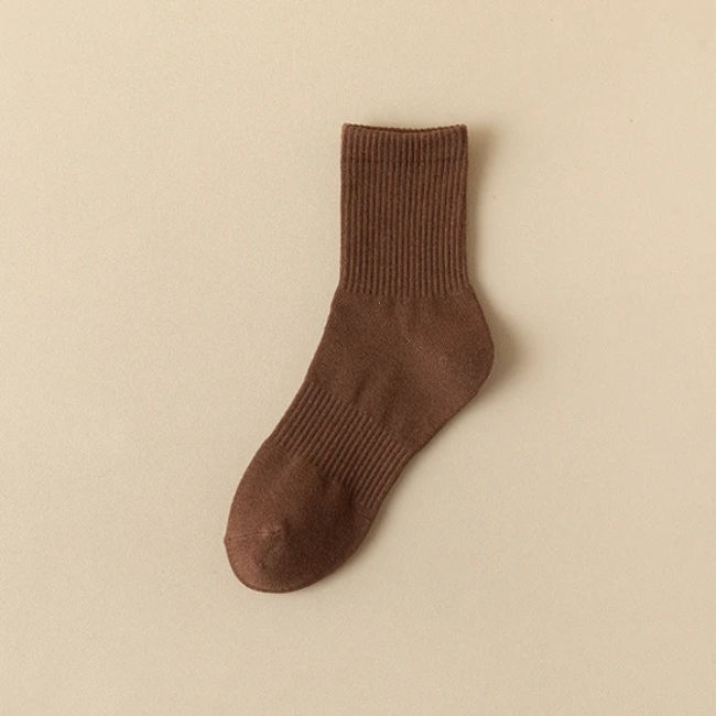 Free Size Solid Color Casual Business Cotton Men Women Crew Socks